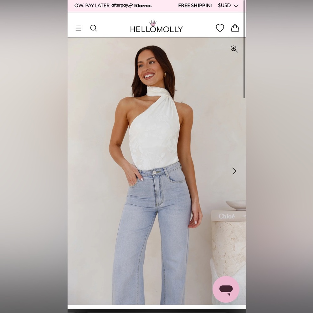 Hello Molly White Halter Bodysuit